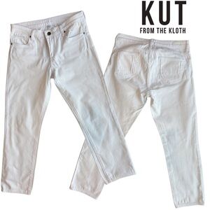Kut from the Cloth MidRise White Cotton Denim Stretch Jeans 8 Fair